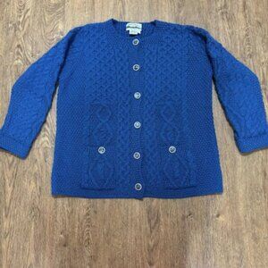 Aran Crafts Ireland 100% Merino Wool Cardigan Sweater
